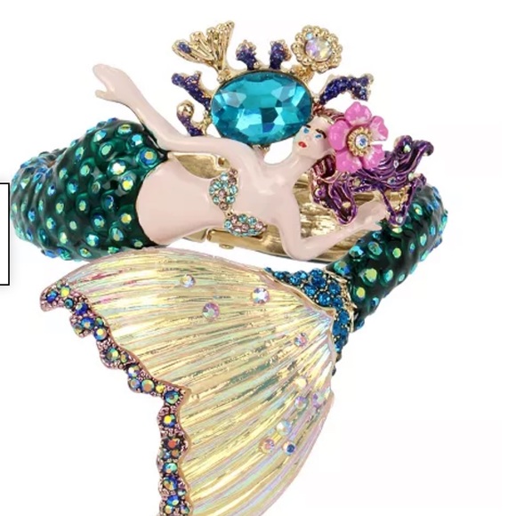 New Betsey Johnson Mermaid Hinged Bangle Bracelet - Picture 8 of 14